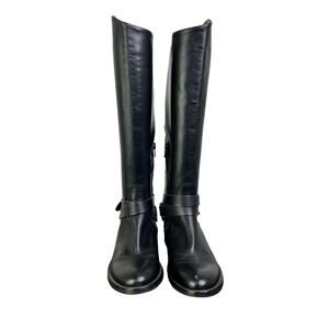 Thunder Italy‎ Boots Womens 36 Black Leather Riding Style MC Buckle Zip Ankle